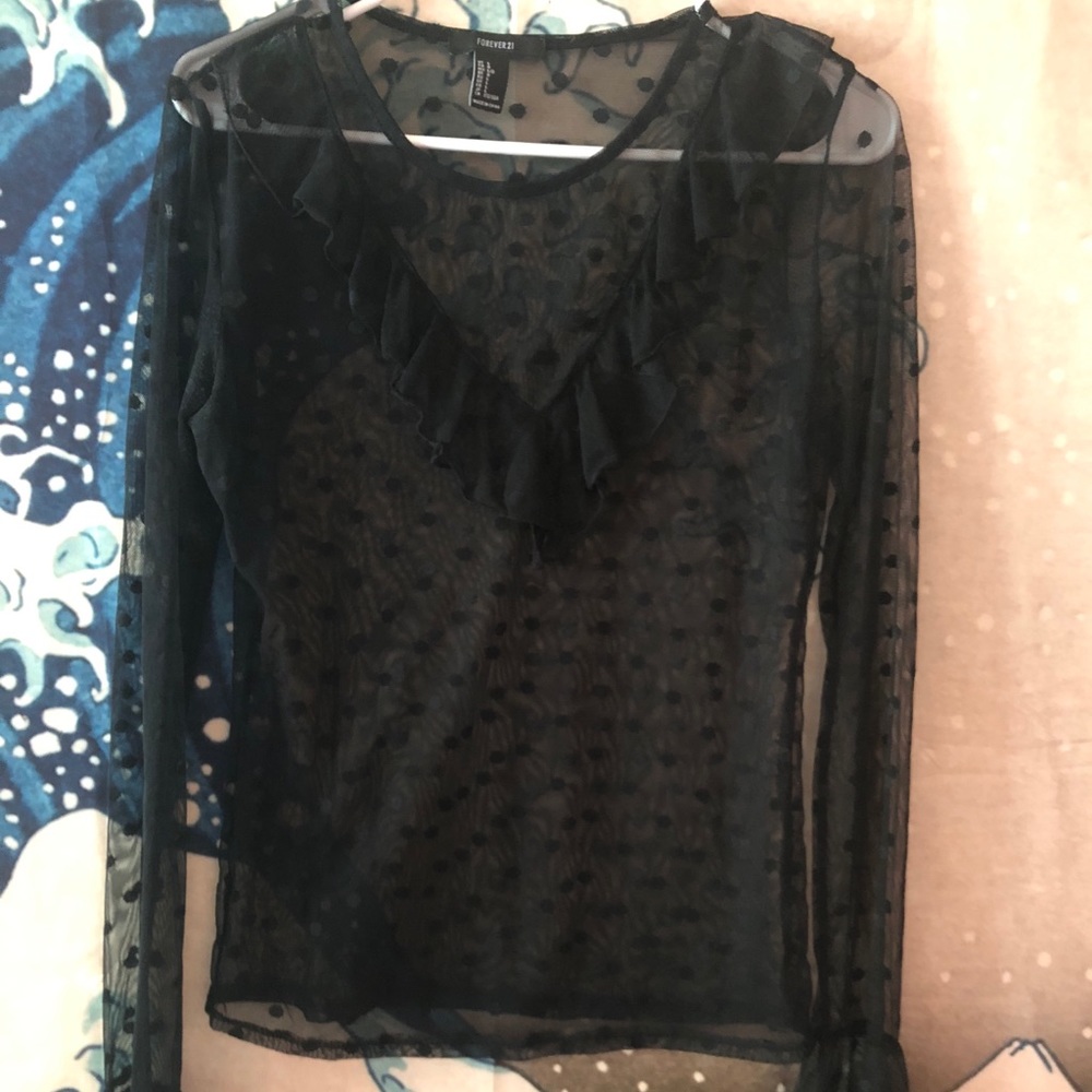 Mesh Black Forever 21 Top, Long Sleeve